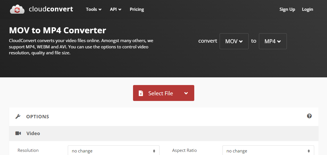CloudConvert - MOV to MP4