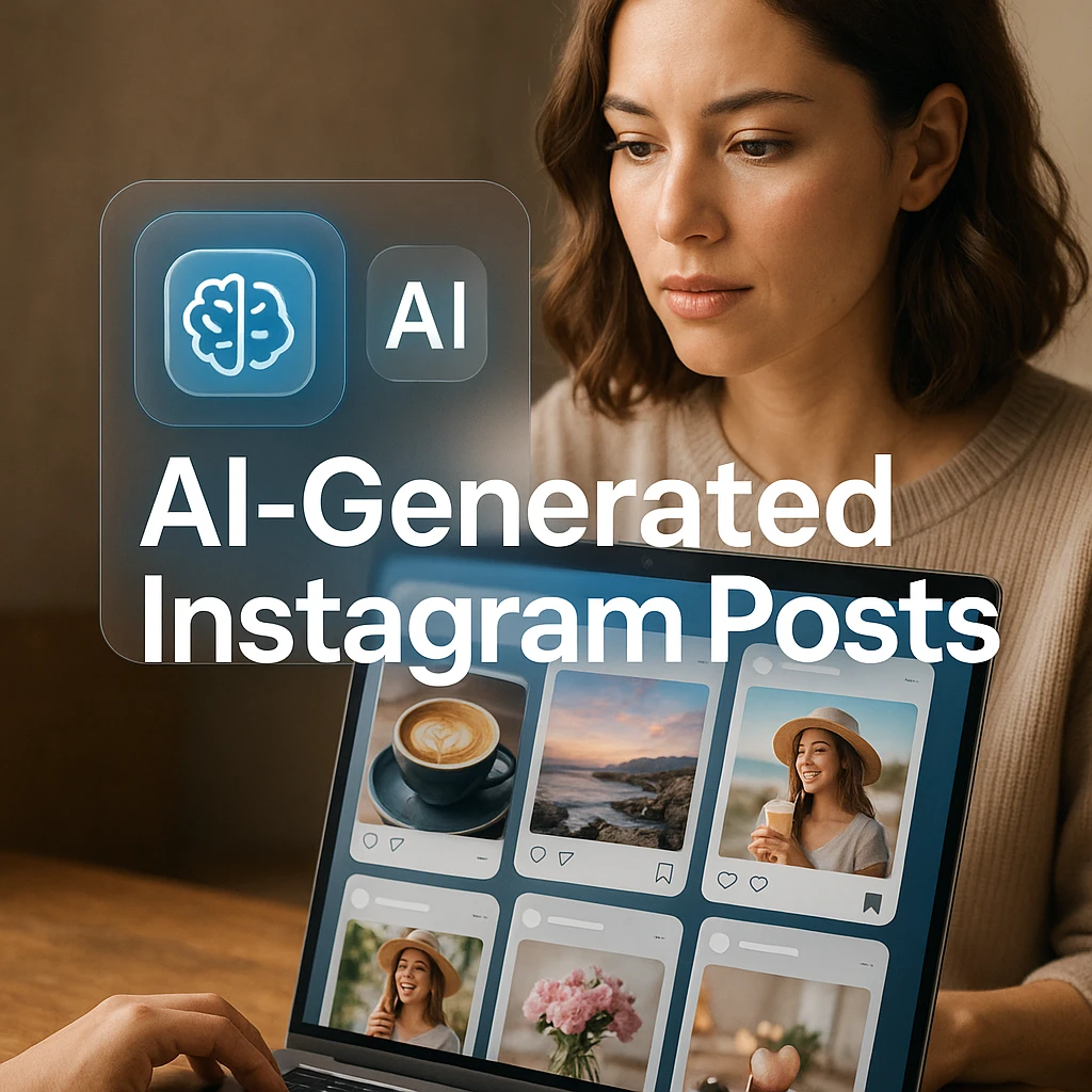 AI Instagram post generator mobile interface demonstration
