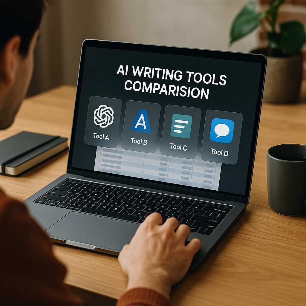 AI writing tools comparison showing Jasper AI and Copy.ai interfaces