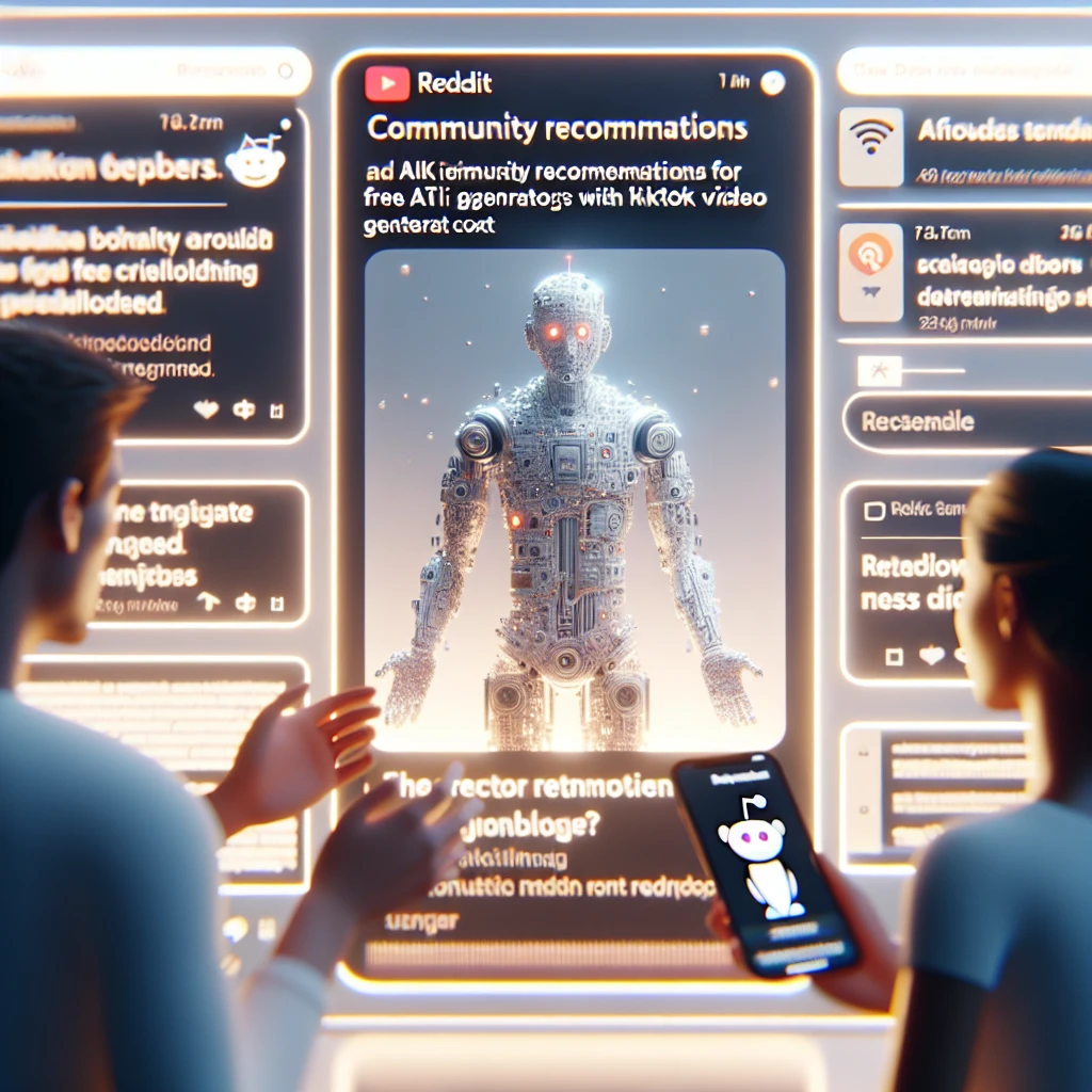 Reddit discussion interface showing community recommendations for free AI TikTok video generators