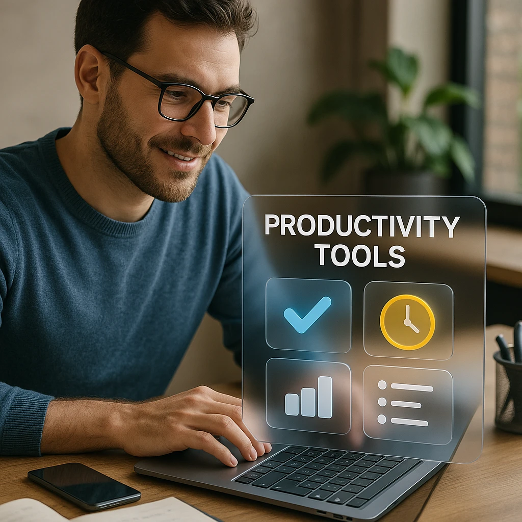A desk scene with a laptop, phone, and notebook all displaying a synchronized to-do list.