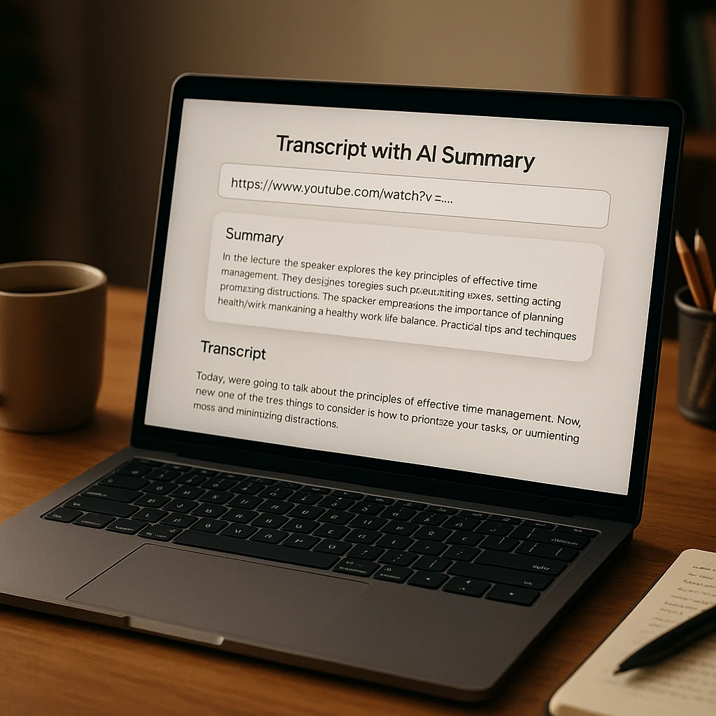Laptop und Telefon zeigen KI-Vorlesungsnotizen, vergleichen eine Web-App und eine mobile App