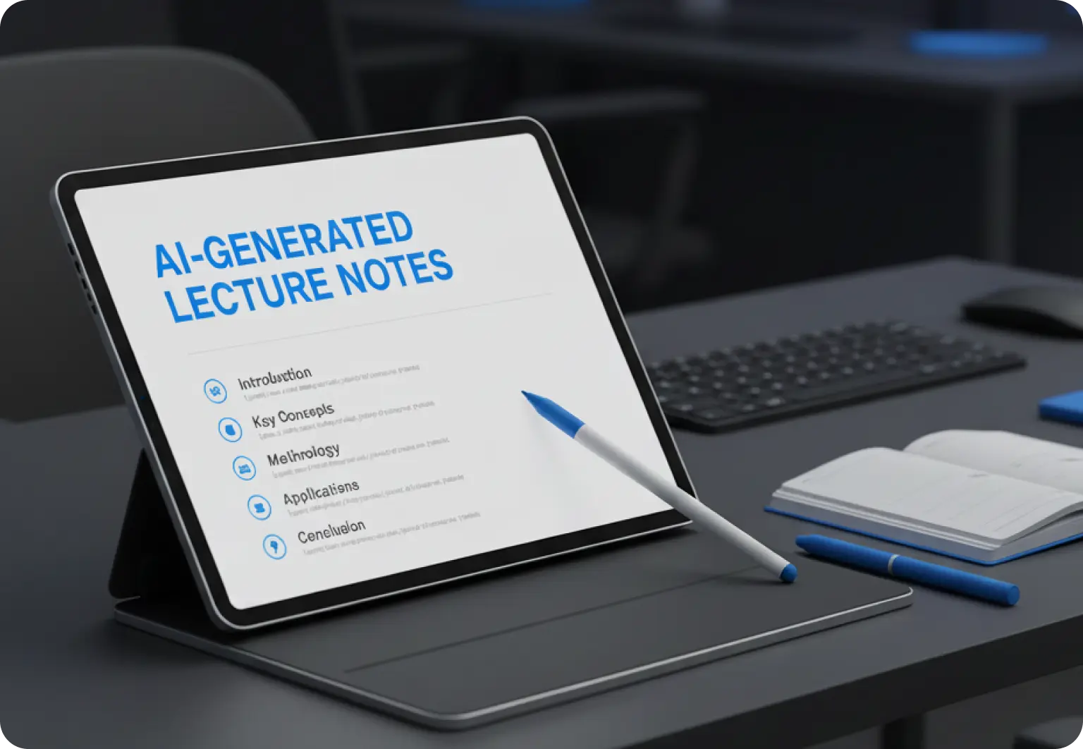 Student using a laptop with AI lecture recording app in a classroom