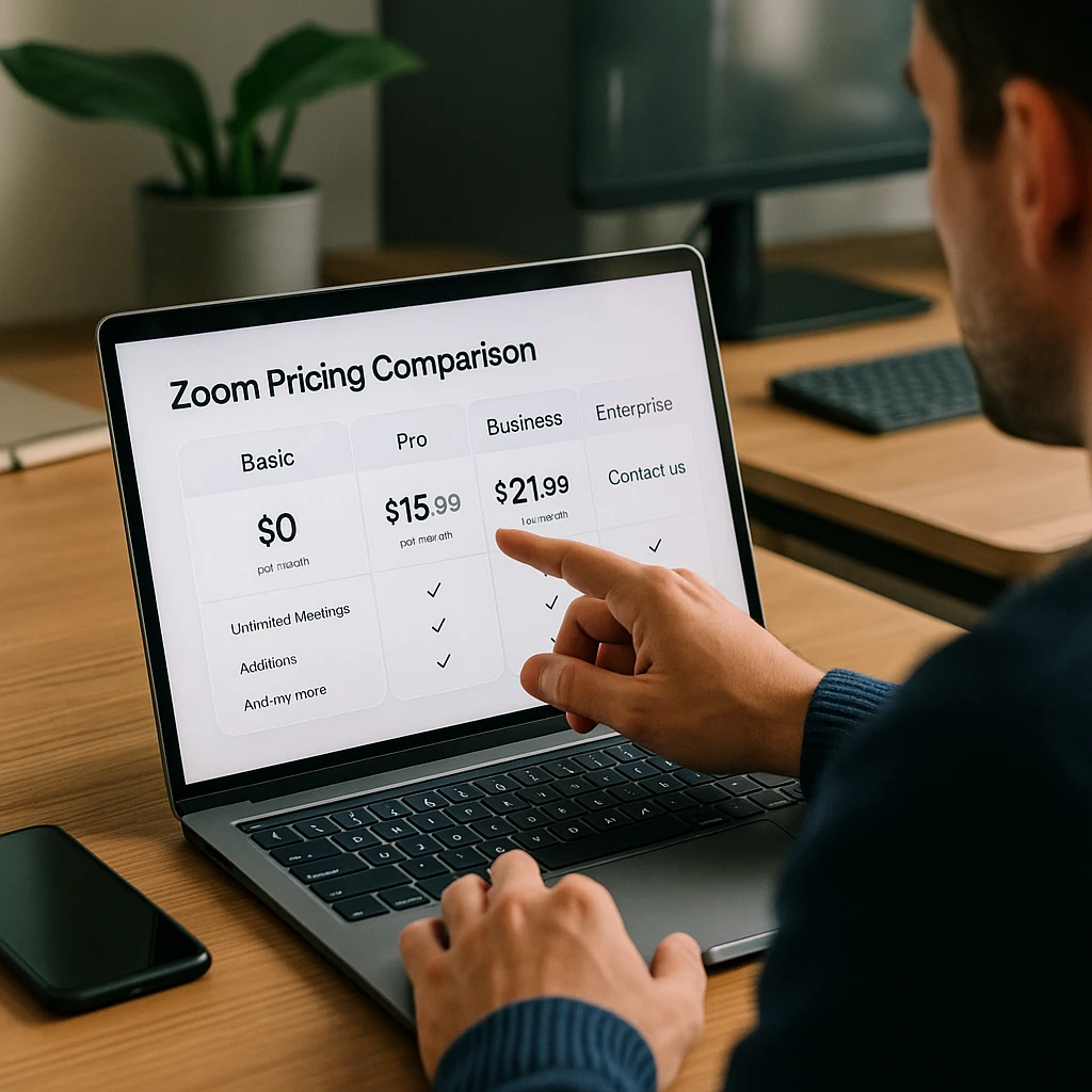 Zoom pricing comparison chart interface
